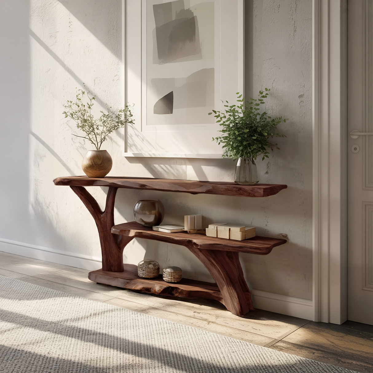 Modern Wooden Live Edge Console Table For Entryway Home Decoration