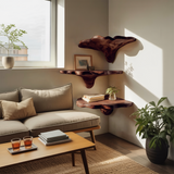 Handcrafted Wooden Live Edge Mushroom Shelf For Entryway Design