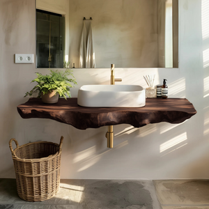 Farmhouse Bathroom Vanity In Solid Oak Wood Style