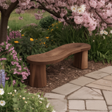 Organic Curved Wood Bench For Garden Or Entryway
