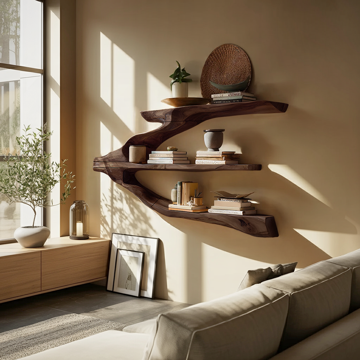 Minimalist Wooden Entryway Display Shelf For Hallway Organizer