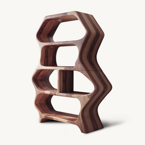 Sculptural Bookshelf With Organic Carved Display For Living Room And Office