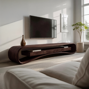 Modern Luxury Curved Media Console For Living Room
