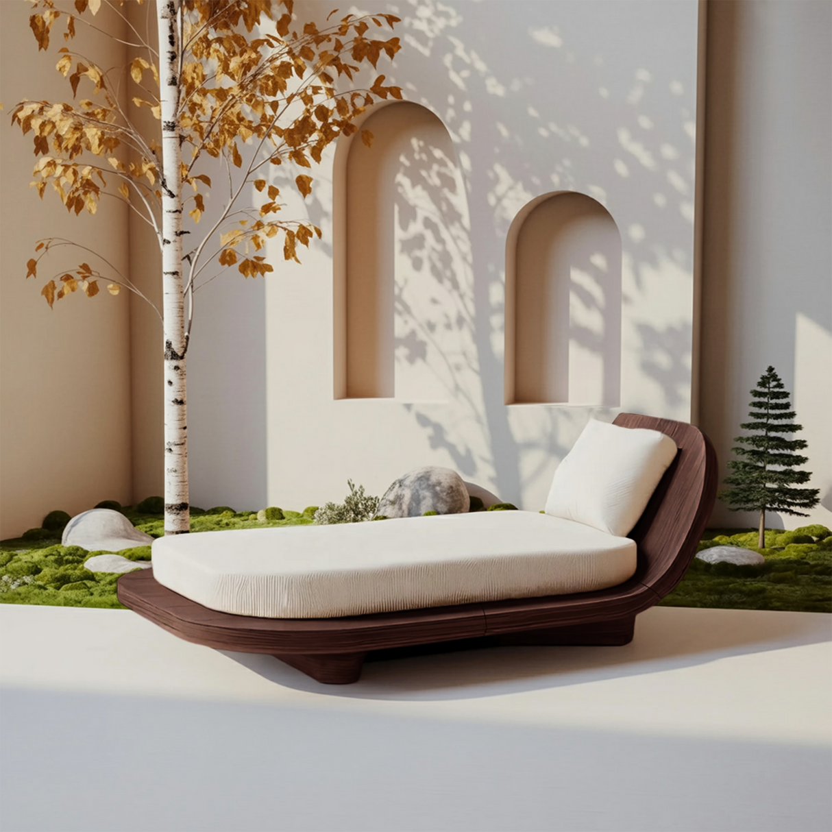 Handcrafted Wooden Daybed For Patio Furniture And Outdoor Decor