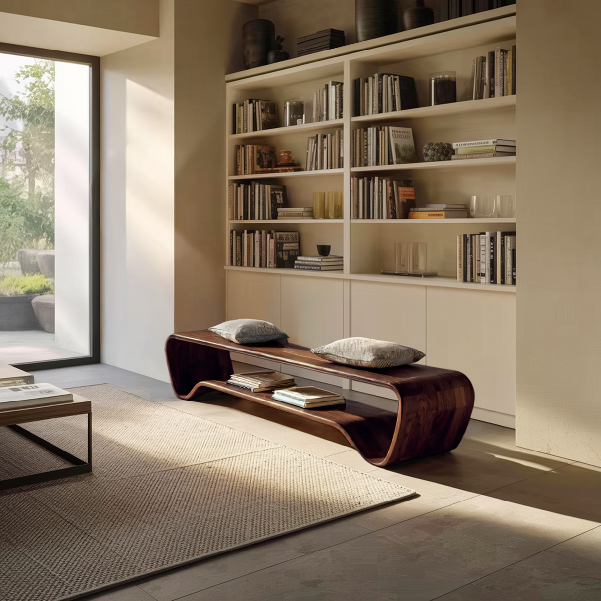 Organic Wave Entryway Bench For Contemporary Home
