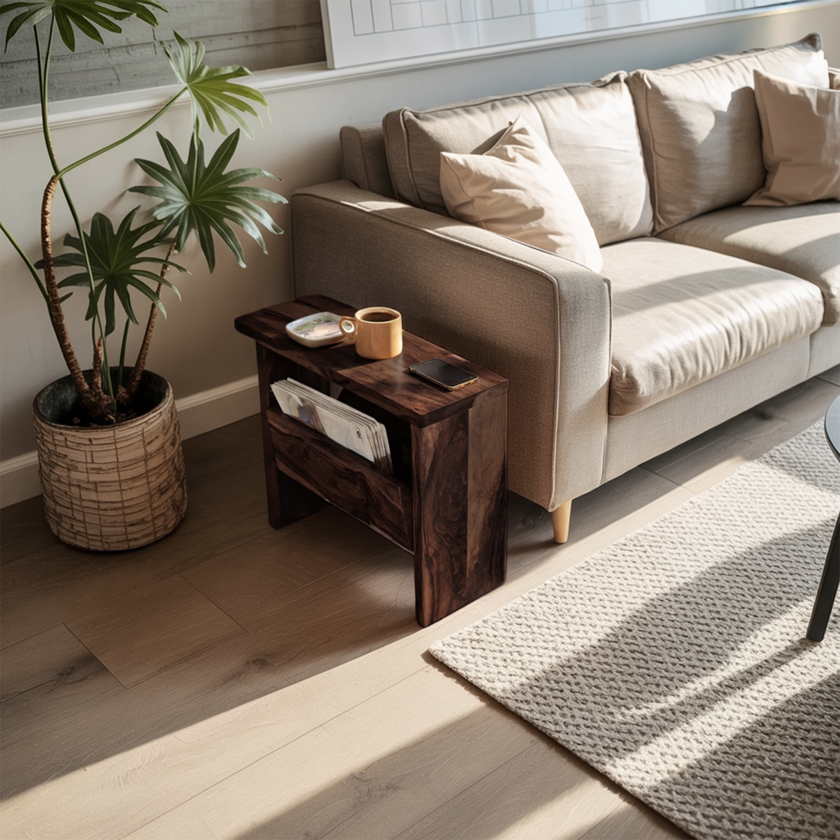 Mid Century Solid Wood Side Table For Home Furniture