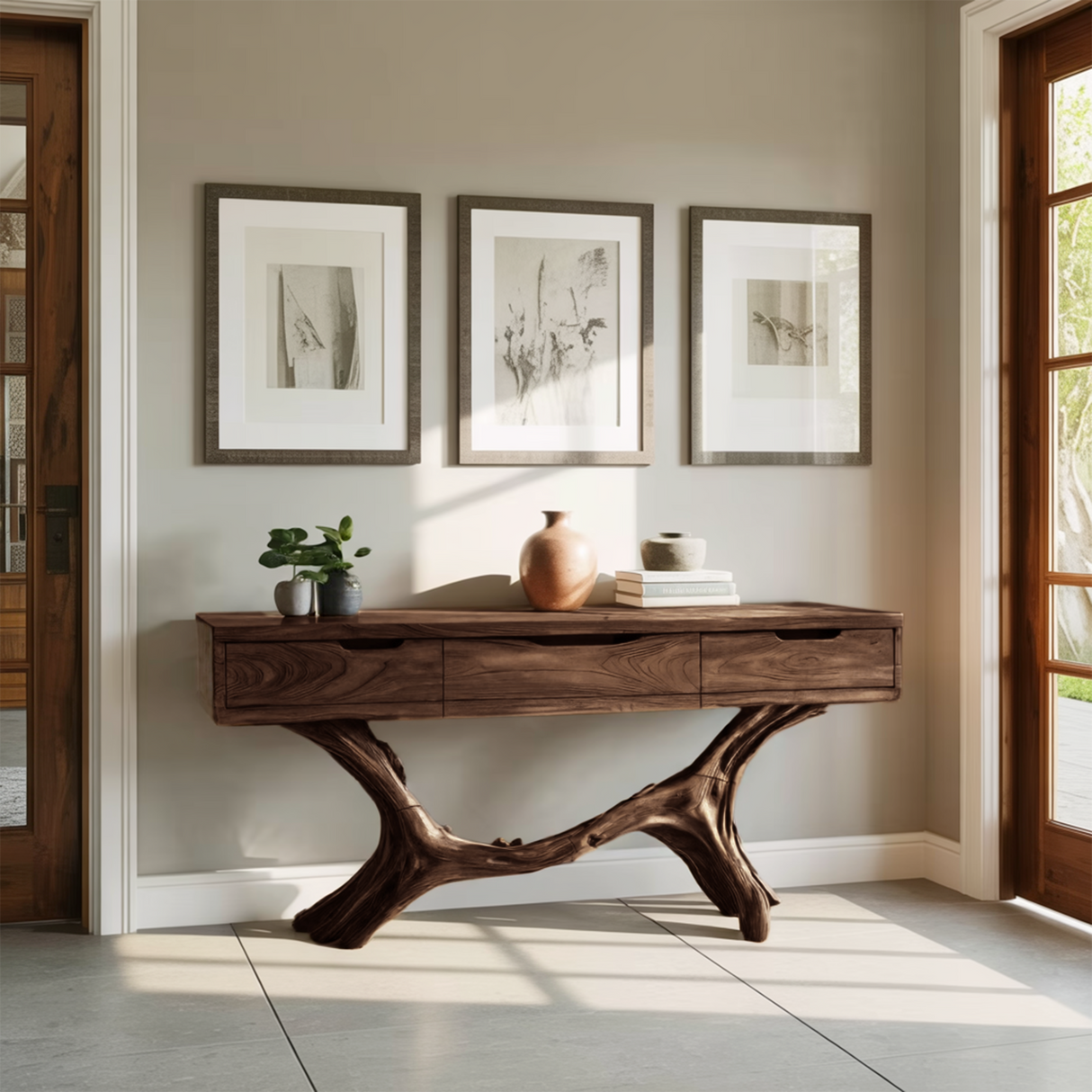 Rustic Solid Wood Dressing Table For Cozy Bedroom