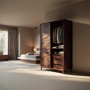 Organic Sculptural Wardrobe With Wave Door For Bedroom Interior