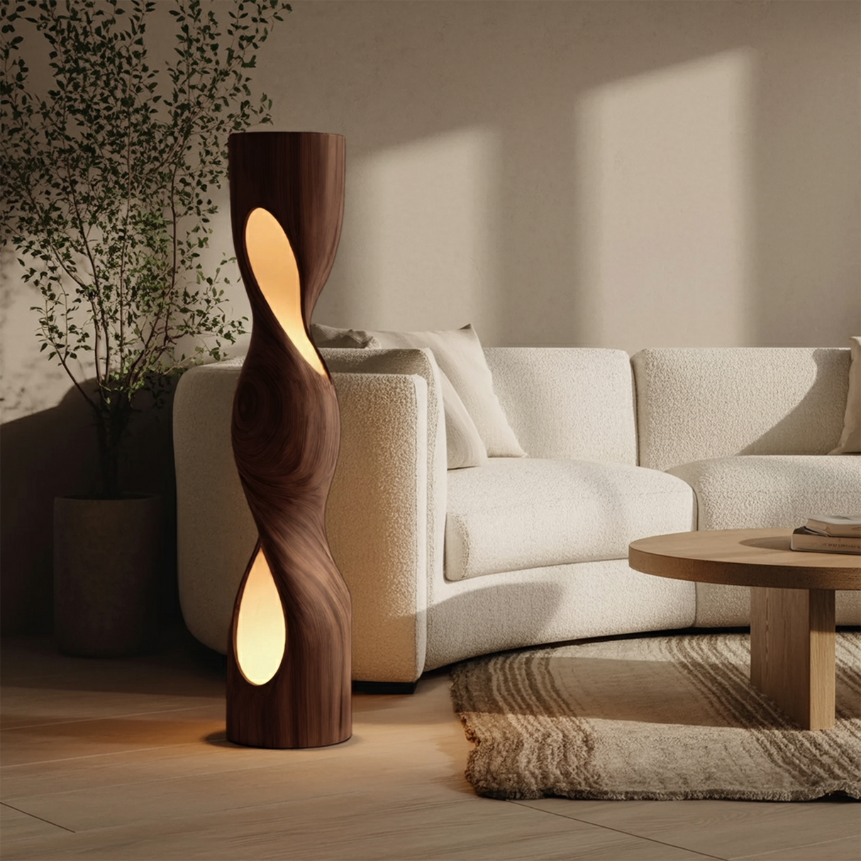 Organic Sculptural Twisted Floor Lamp For Living Room Or Bedroom