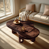 Mid Century Solid Wood Live Edge Coffee Table For Entryway