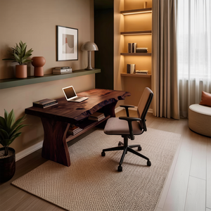 Handcrafted Wooden Live Edge Desk For Living Room Interior