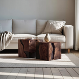 Mid Century Wooden Cube Coffee Table For Living Room Decor