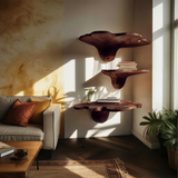 Mid Century Solid Wood Mushroom Shelf For Modern Living Room Decor