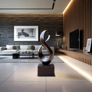 Farmhouse Large Wooden Sculpture For Living Room Accent