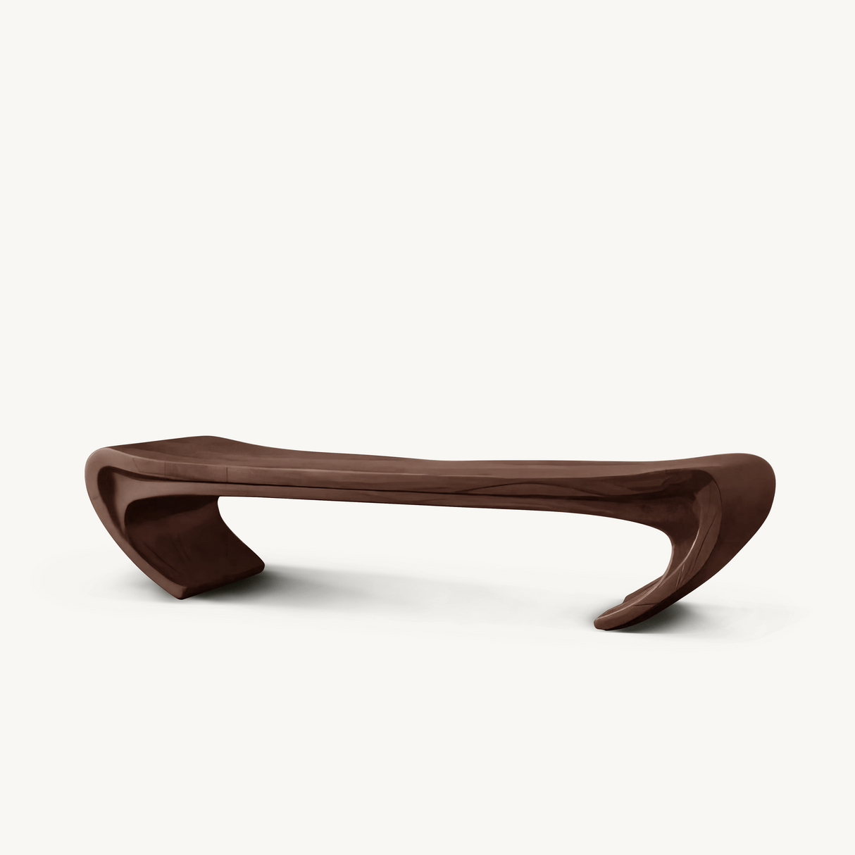 Modern Sculptural Wood Bench For Entryway Or Living Room