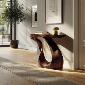 Modern Live Edge Entryway Table Sculptural Wood For Luxury Home Decor