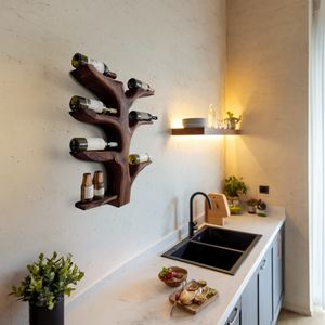 Organic Tree Style Wall Wine Rack For Kitchen Decor