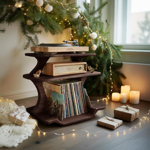 Mid Century Wooden Record Stand For Christmas Vinyl Lovers