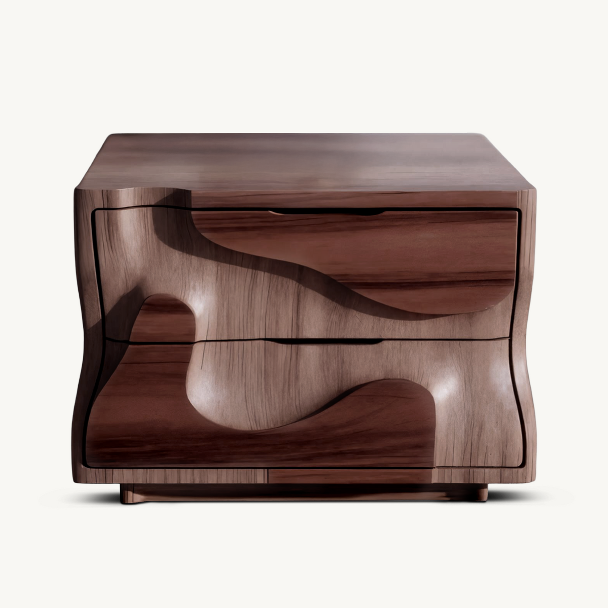 Modern Wavy Nightstand with Carved Drawer Cabinet For Bedroom And Living Room