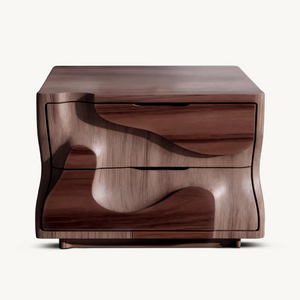 Modern Wavy Nightstand with Carved Drawer Cabinet For Bedroom And Living Room