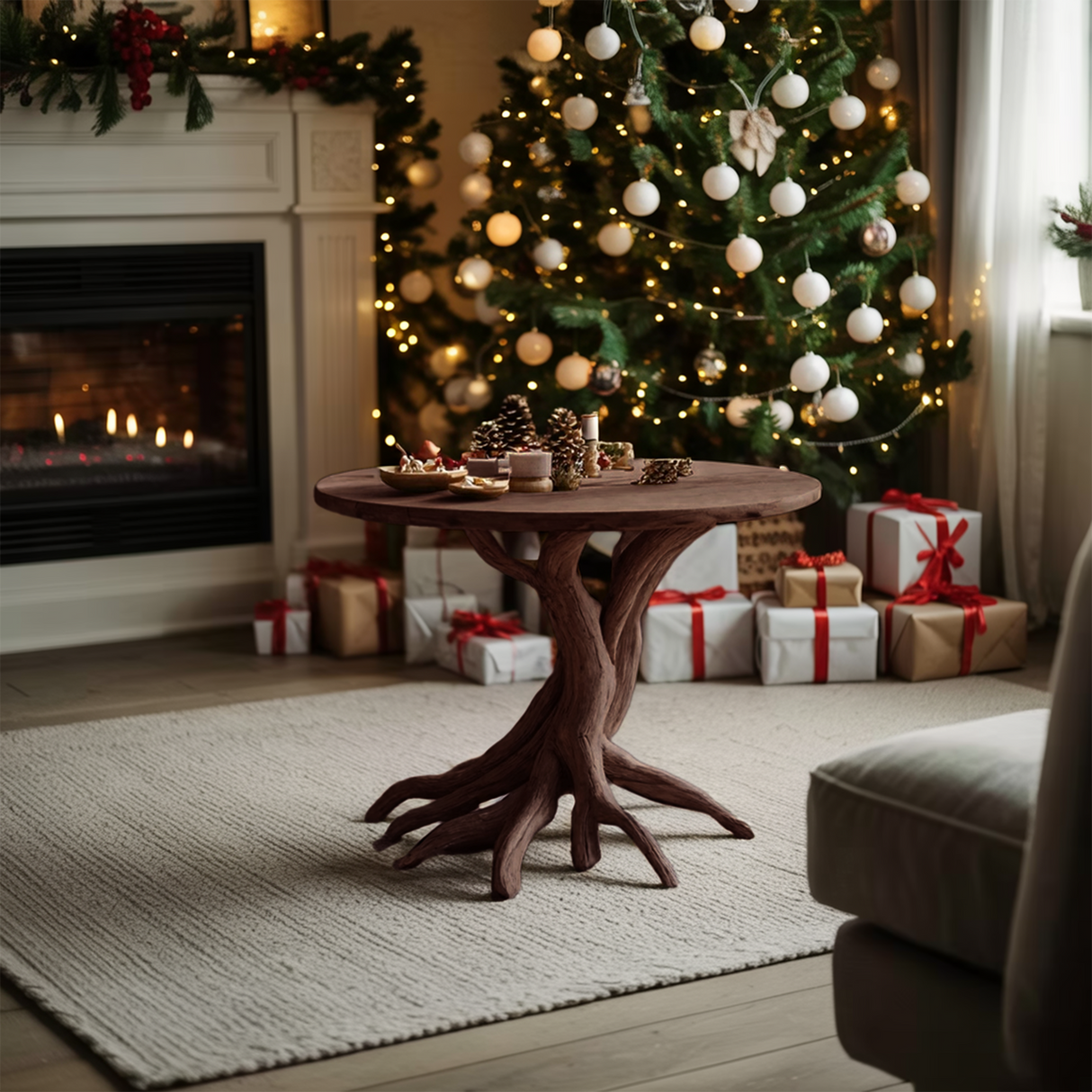 Handcrafted Solid Wood End Table For Entryway Design Festive Furniture
