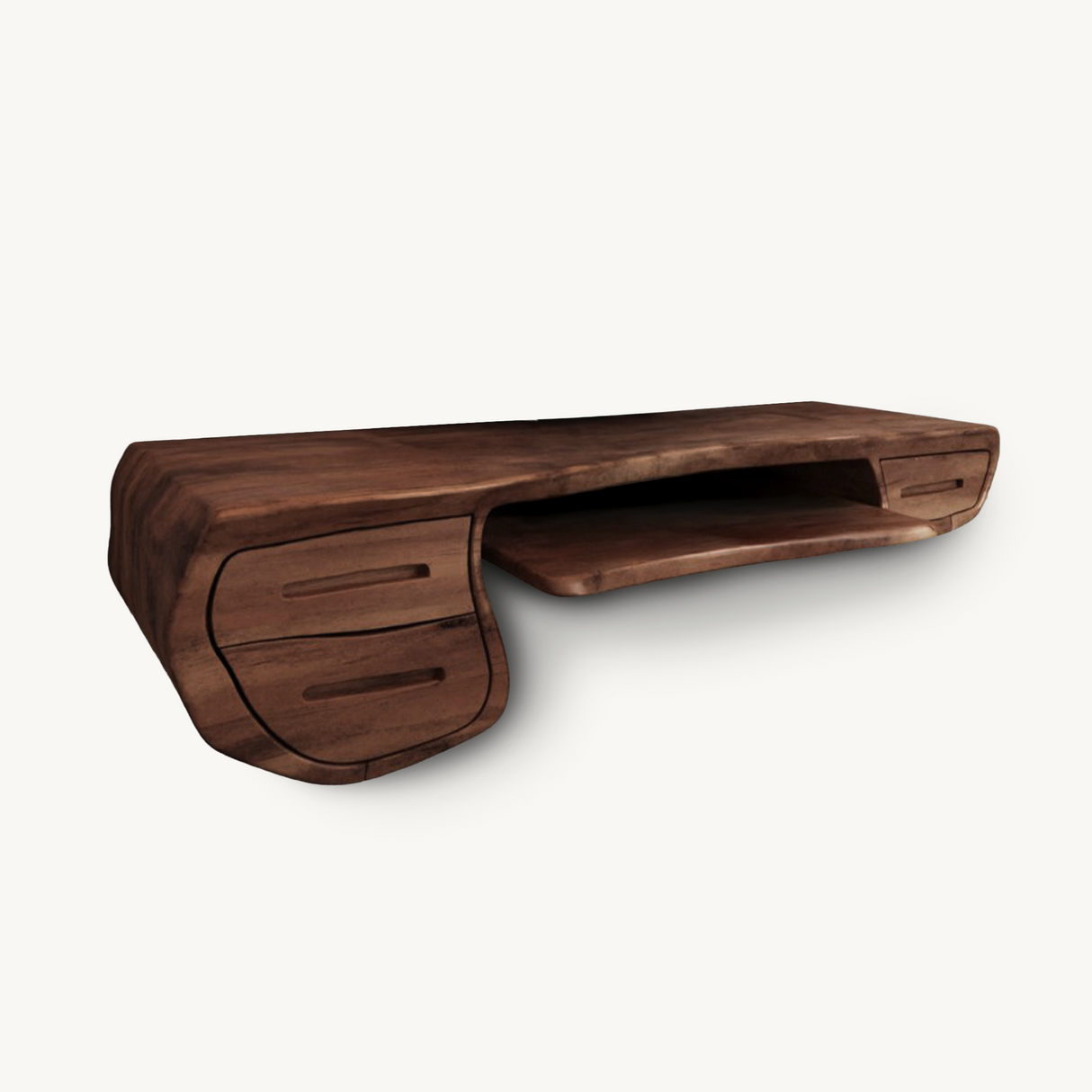 Floating Sculptural Desk With Drawers For Home Office And Studio