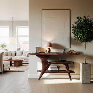 Farmhouse Live Edge Console Table For Unique Entryway Design