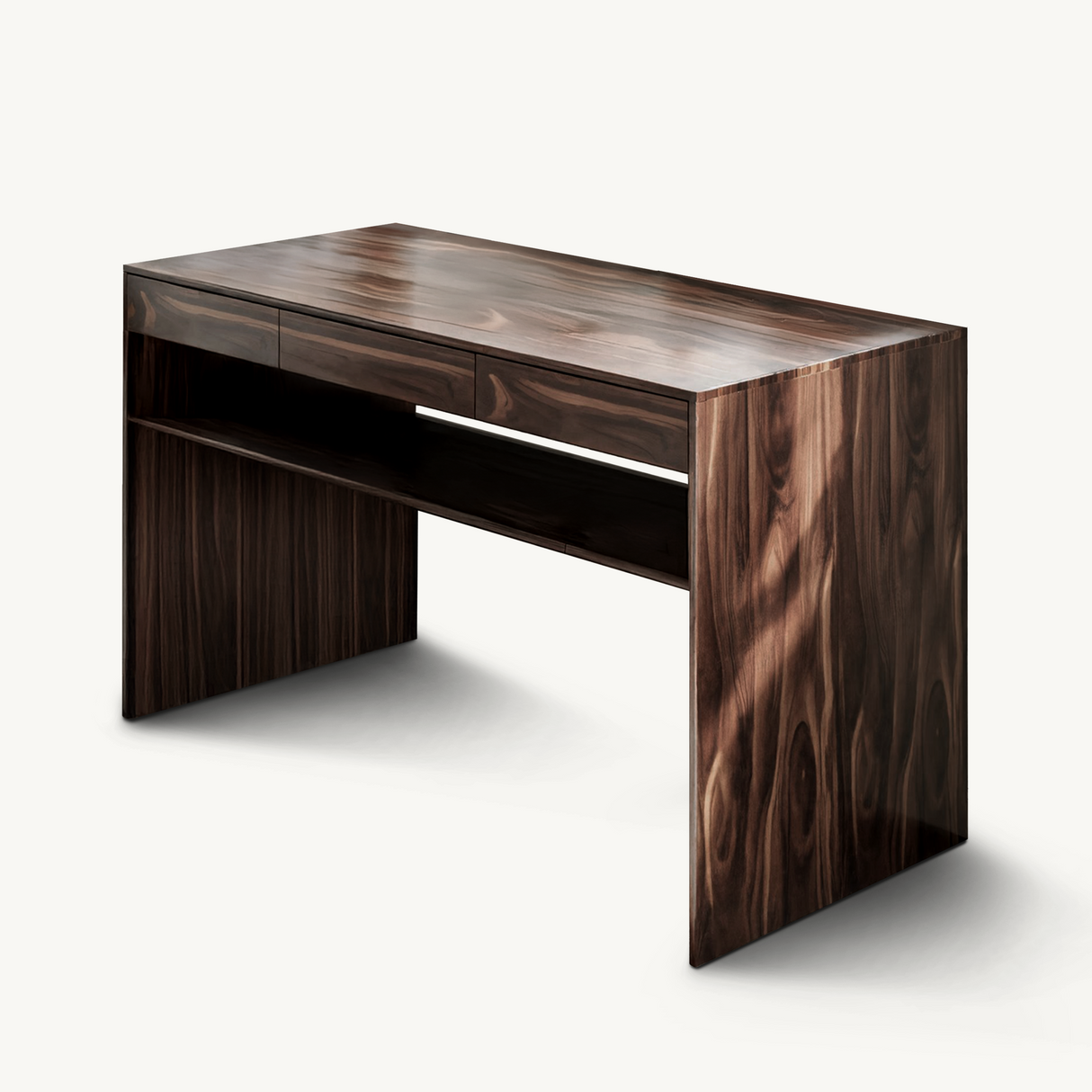 Mid Century Modern Solid Wood Writing Desk With Drawers For Home Office