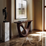 Mid Century Live Edge Console Table Sculptural Solid Wood For Living Room