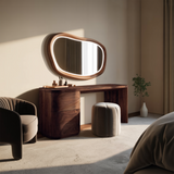 Modern Sculptural Vanity Table With Drawer Storage For Bedroom