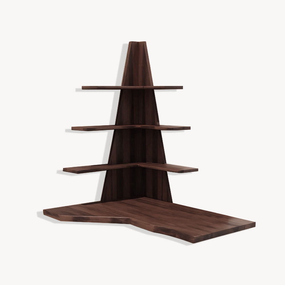 Modern Floating Corner Desk With Tree Shelves For Home Office And Apartment