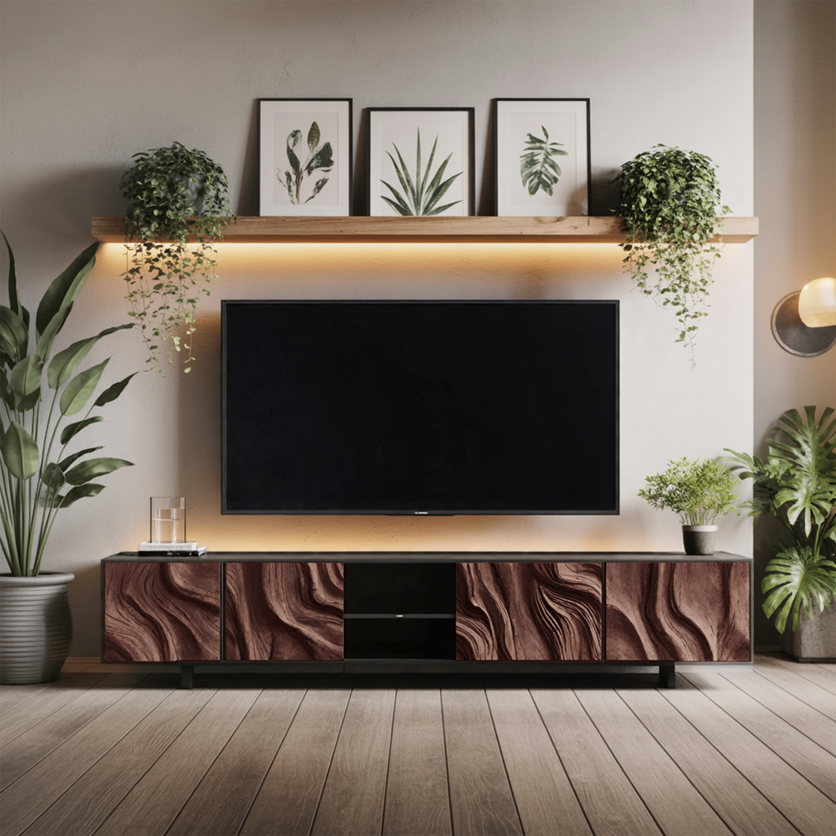 Farmhouse TV Console For Rustic Living Room