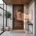 Modern Wave Carved Door Design With 3D Pattern For Hallway And Living Room