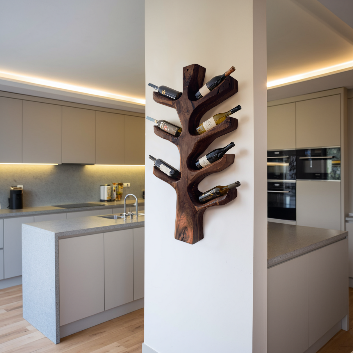 Modern Sculptural Tree Branch Wine Holder For Kitchen Decor