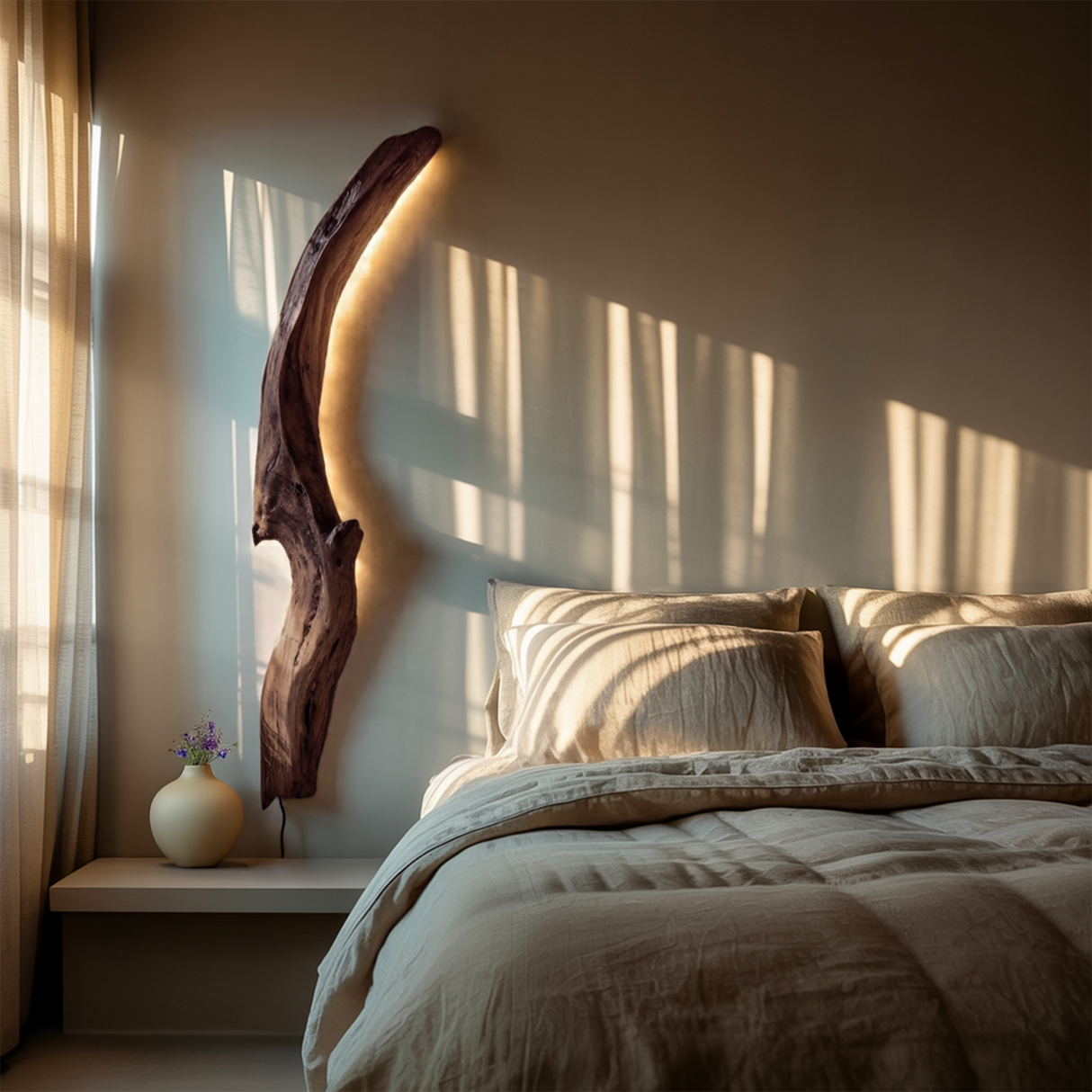 Organic Wall Sconce Curved For Bedroom Or Entryway Decor