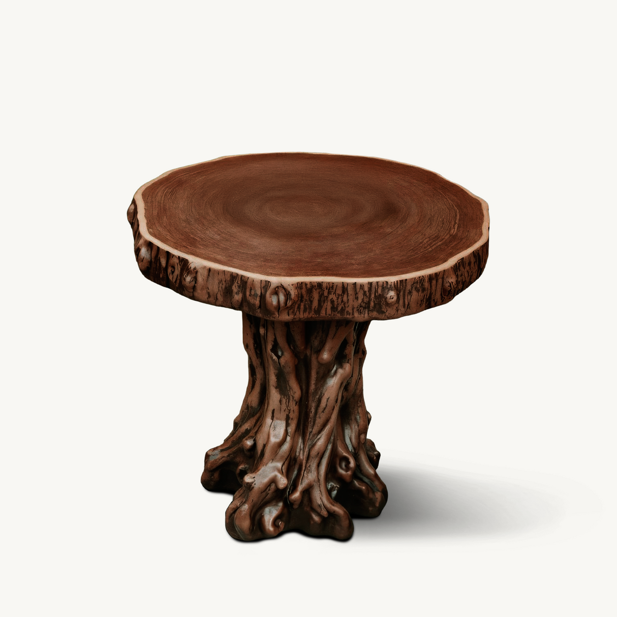 Rustic Tree Trunk Outdoor Table And Stump Seat For Garden And Patio