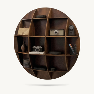 Modern Round Wall Mounted Shelf With Compartments For Living Room Office And Entryway