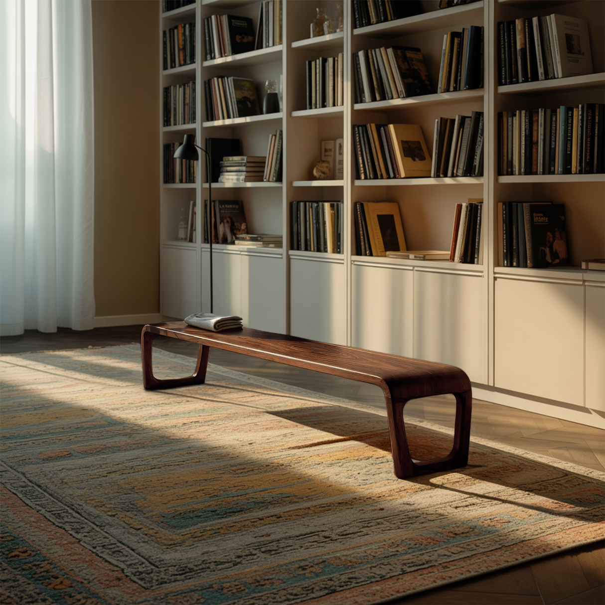 Elegant Sculptural Entryway Bench For Modern Hallway Seating
