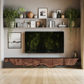 Handcrafted TV Cabinet For Rustic Entryway Style