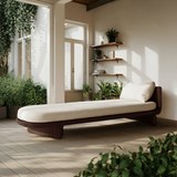 Handcrafted Mid Century Wooden Daybed For Patio Furniture Outdoor