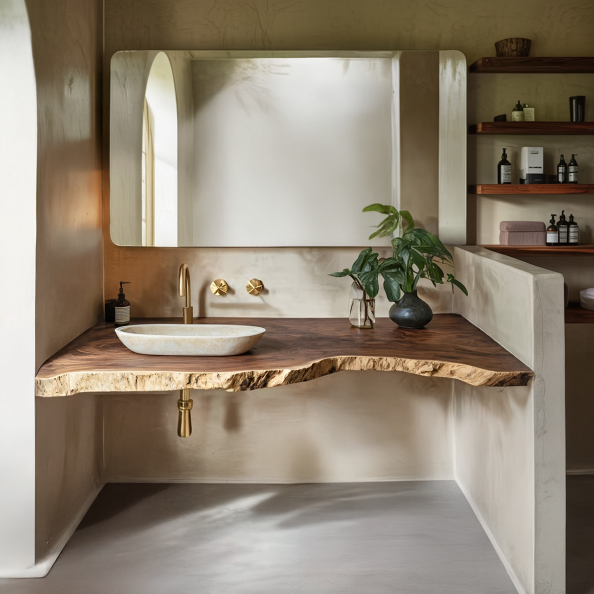 Mid Century Bathroom Vanity In Solid Wood Finish