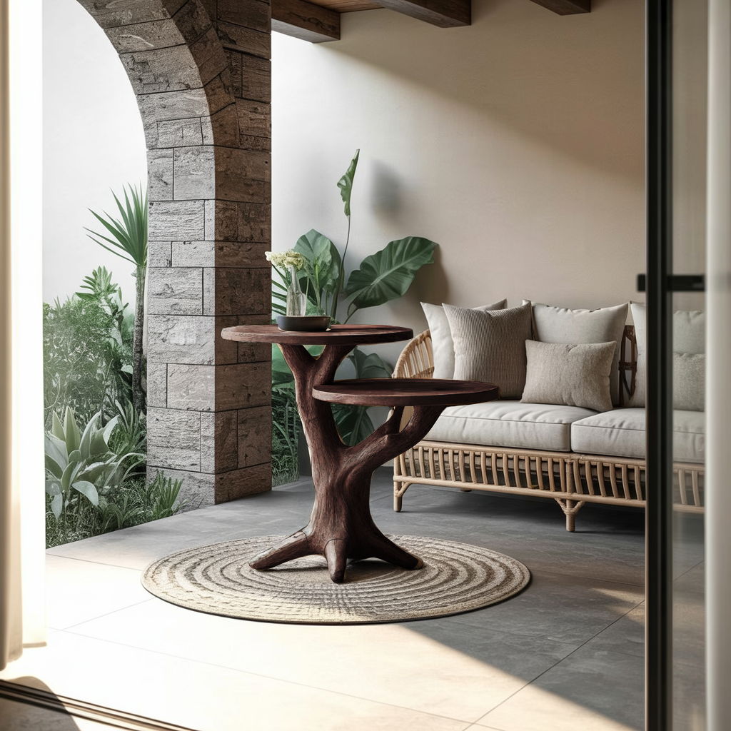 Mid Century Round End Table Living Room Accent