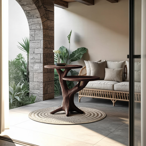 Mid Century Round End Table Living Room Accent