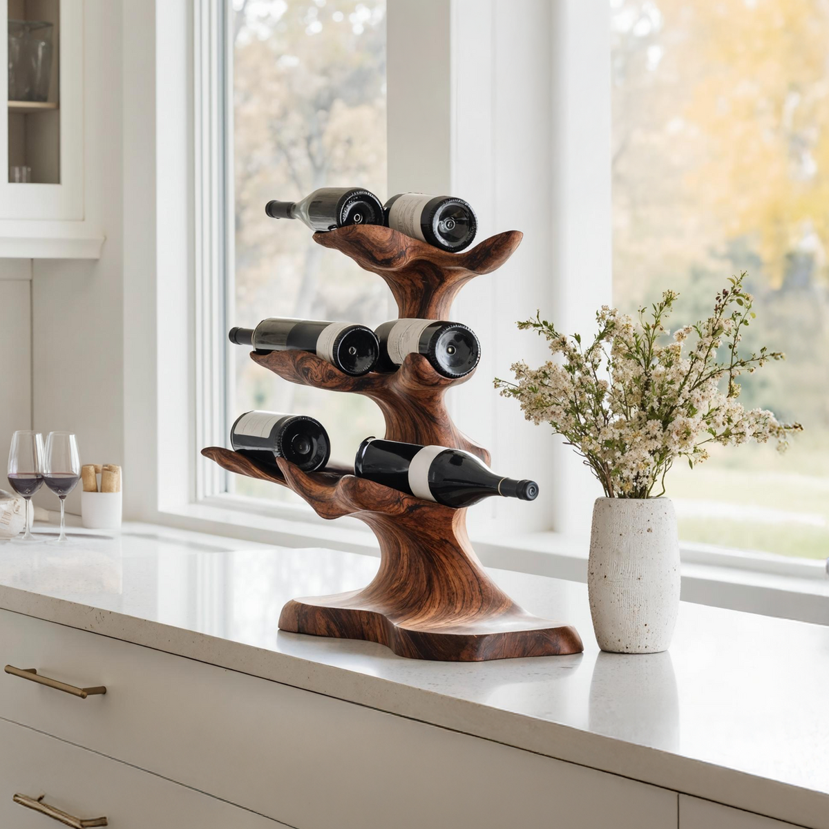Rustic Wine Rack For Kitchen Decor With Vintage Charm