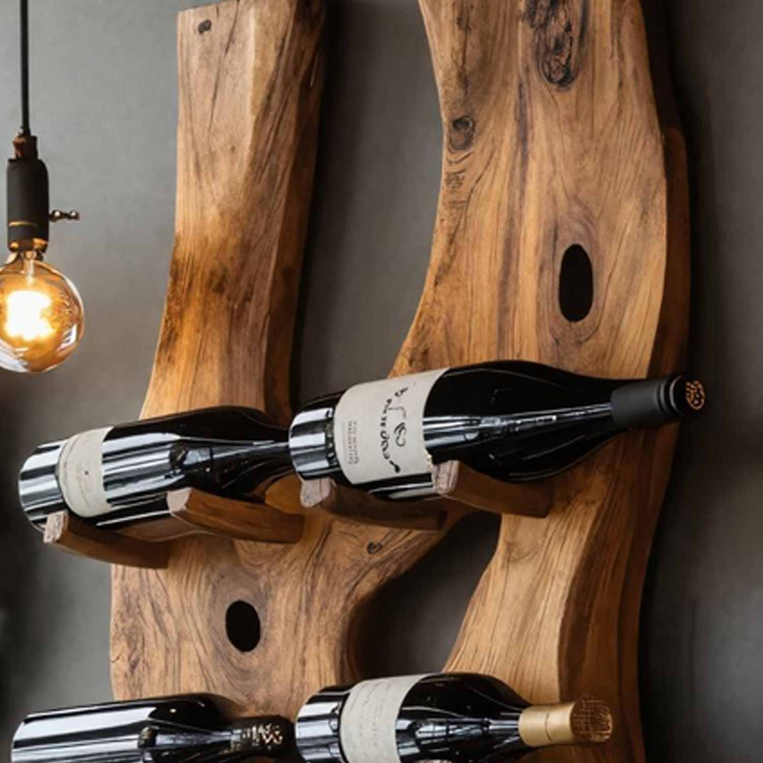 Handcrafted Wall Mount Wine Holder For Living Room