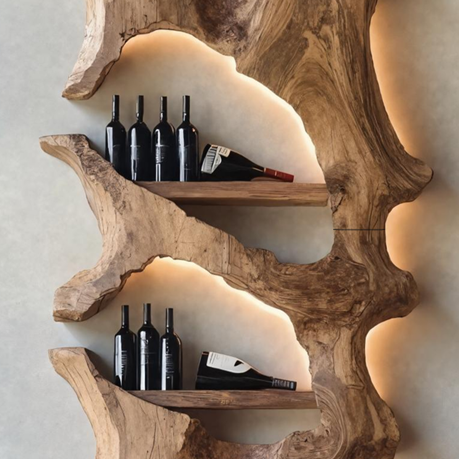 Mid Century Solid Wood Wine Rack For Bar Decor And Display