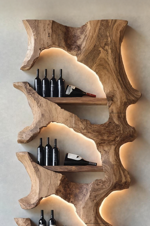 Mid Century Solid Wood Wine Rack For Bar Decor And Display