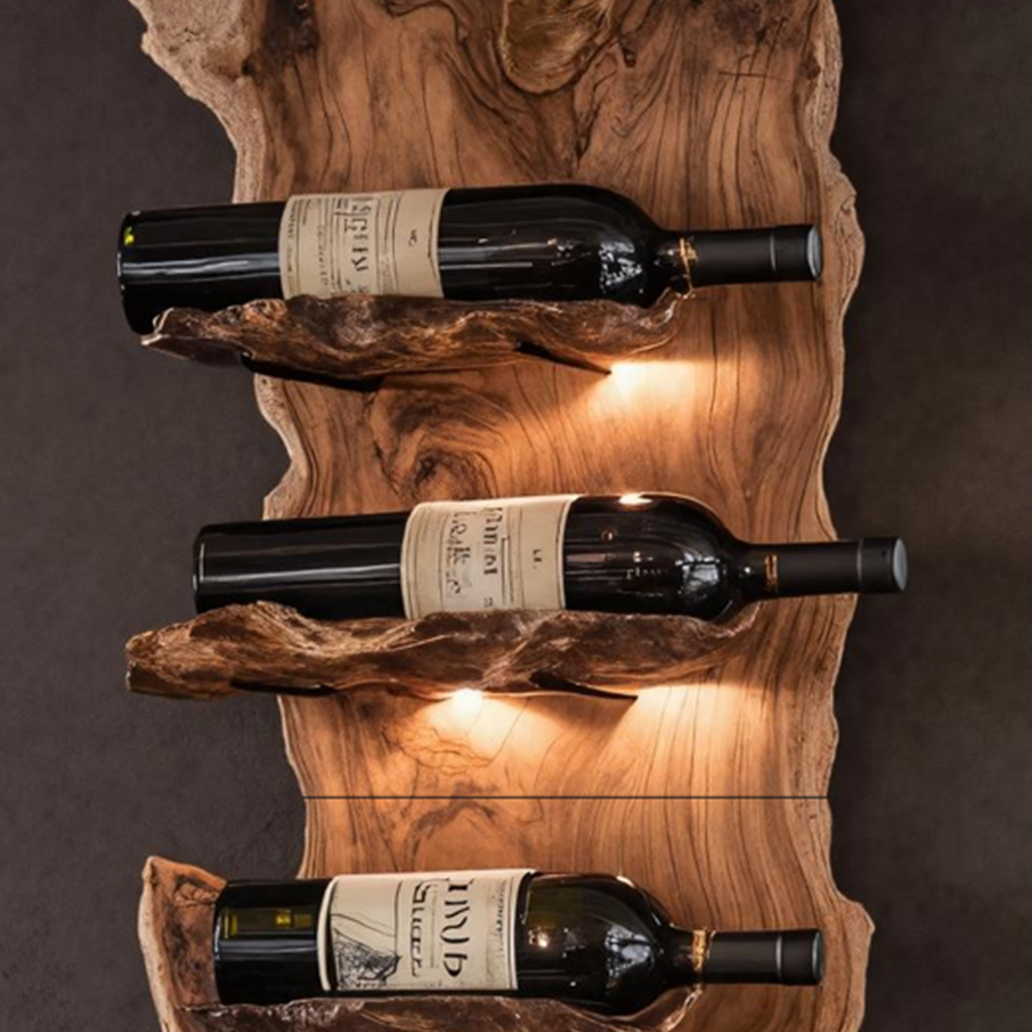 Modern Wooden Live Edge Wine Holder For Entryway Furniture