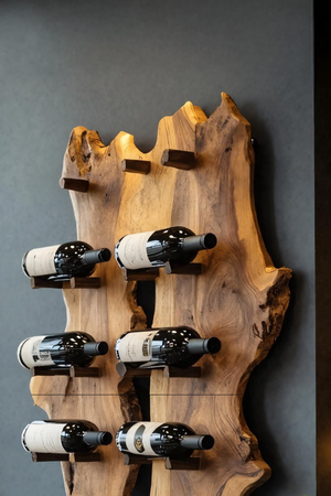 Mid Century Live Edge Wine Holder For Elegant Entryway Decor