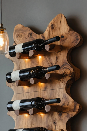 Rustic Live Edge Wall Wine Rack For Cozy Dining Rooms